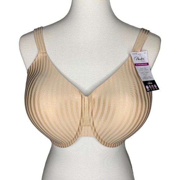 Playtex Secrets Perfectly Smooth Full Figure Bra Size 36DDD Nude Stripe - Picture 1 of 6